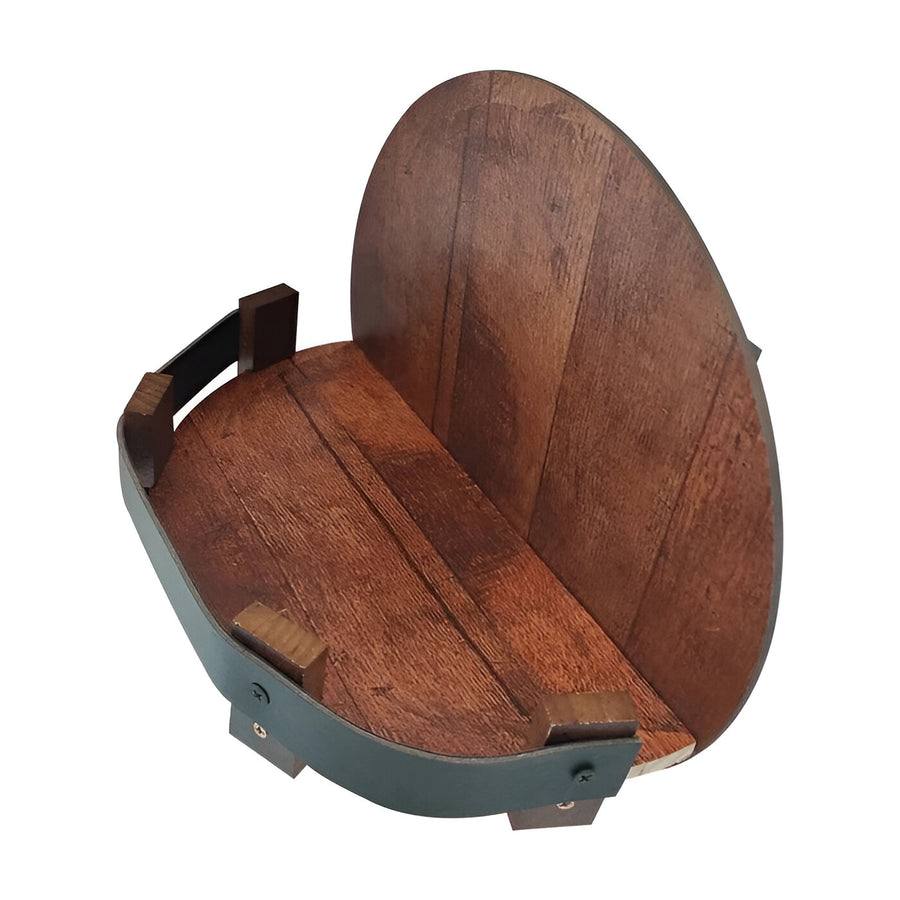 Rustic Oak Whiskey Barrel Display Shelf for Home Bars
