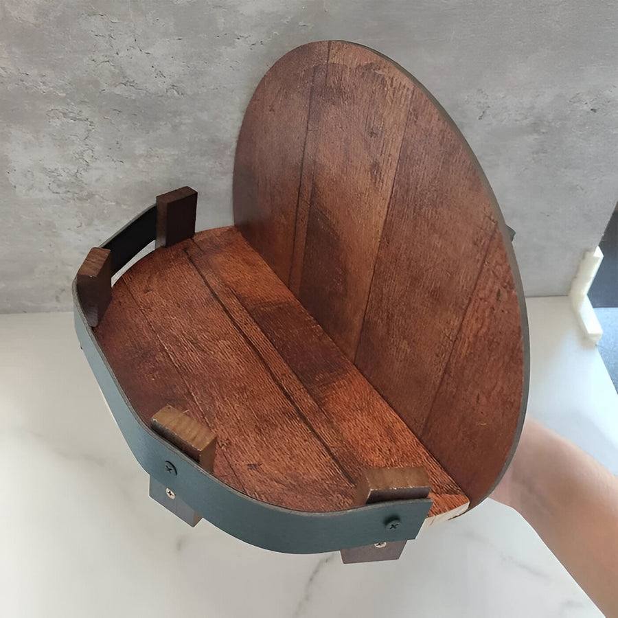 Rustic Oak Whiskey Barrel Display Shelf for Home Bars