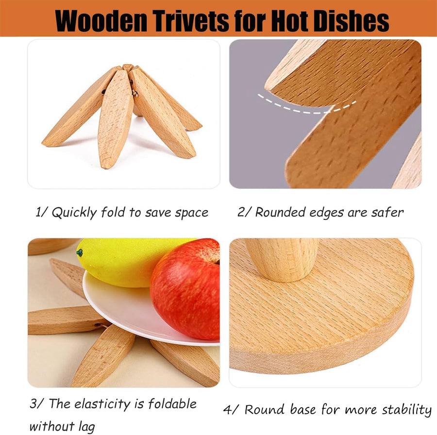 Elegant Tree Design Wooden Trivet for Hot Dishes