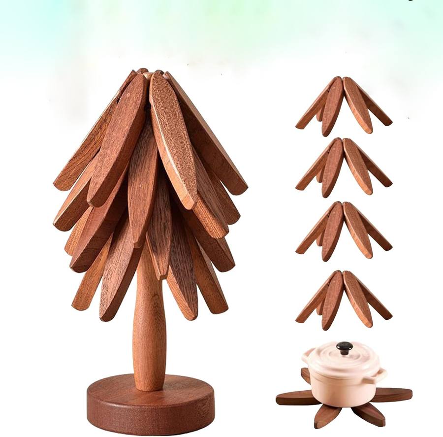 Elegant Tree Design Wooden Trivet for Hot Dishes