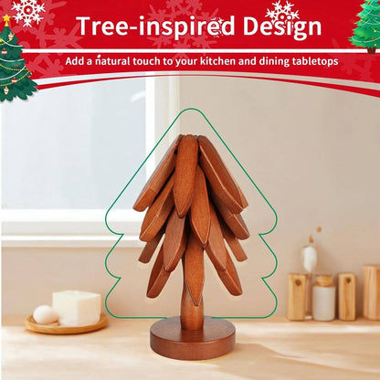 Elegant Tree Design Wooden Trivet for Hot Dishes