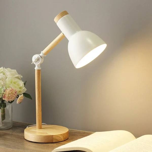 Stylish Wooden LED Workspace Lamp with Adjustable Features