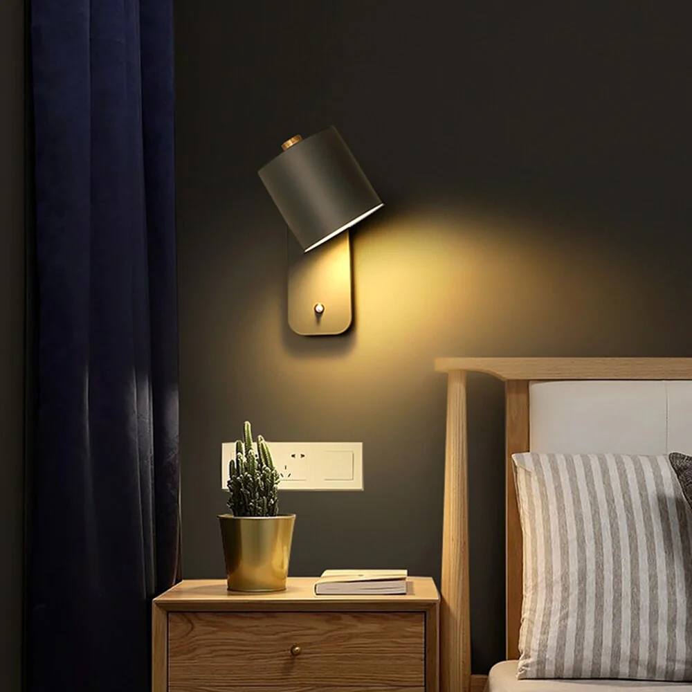 Sleek Metal Wall Lamp with Built-In Switch for Instant Light