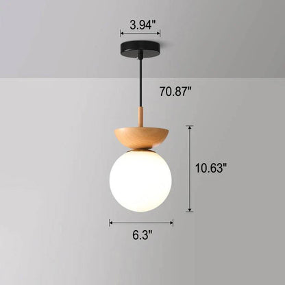 Elegant Globe Ceiling Fixture with Wood Finish