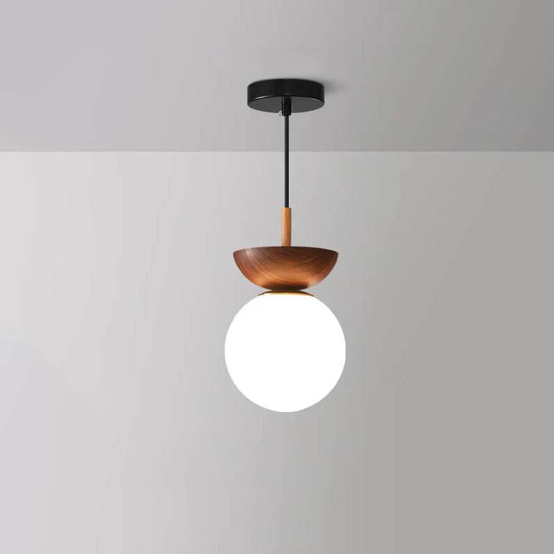 Elegant Globe Ceiling Fixture with Wood Finish