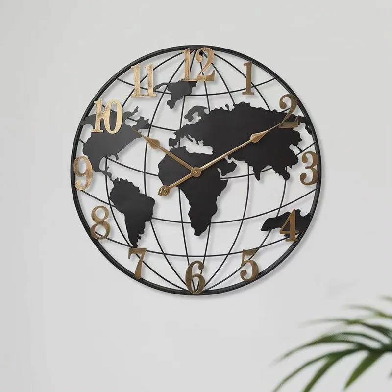 Oversized Global Map Clock – 23.6 inches of Style