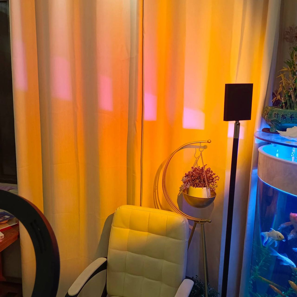 Mood-Enhancing LED Halo Projector Floor Lamp