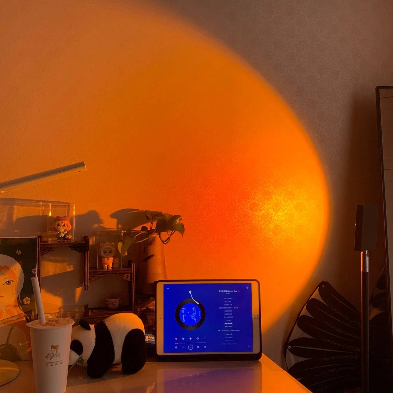 Mood-Enhancing LED Halo Projector Floor Lamp