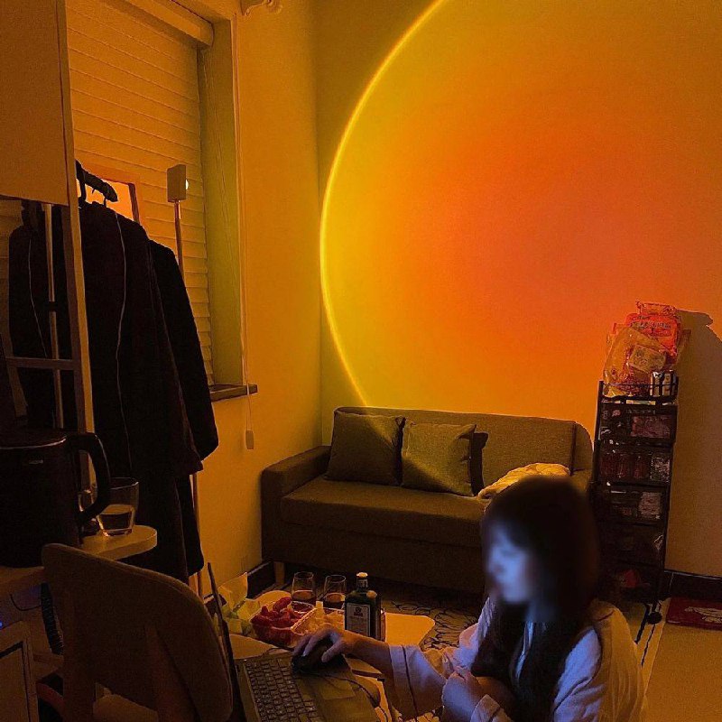 Mood-Enhancing LED Halo Projector Floor Lamp