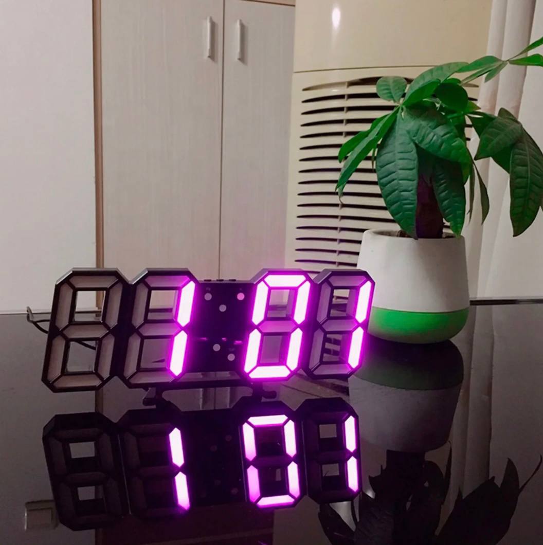 Stylish 3D Digital Clock with Adjustable Glow