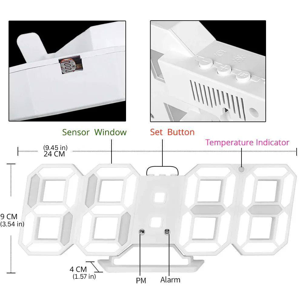 Stylish 3D Digital Clock with Adjustable Glow