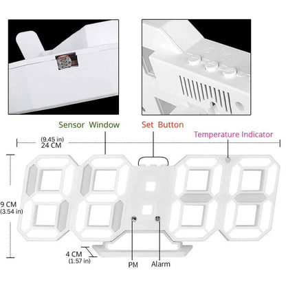 Stylish 3D Digital Clock with Adjustable Glow