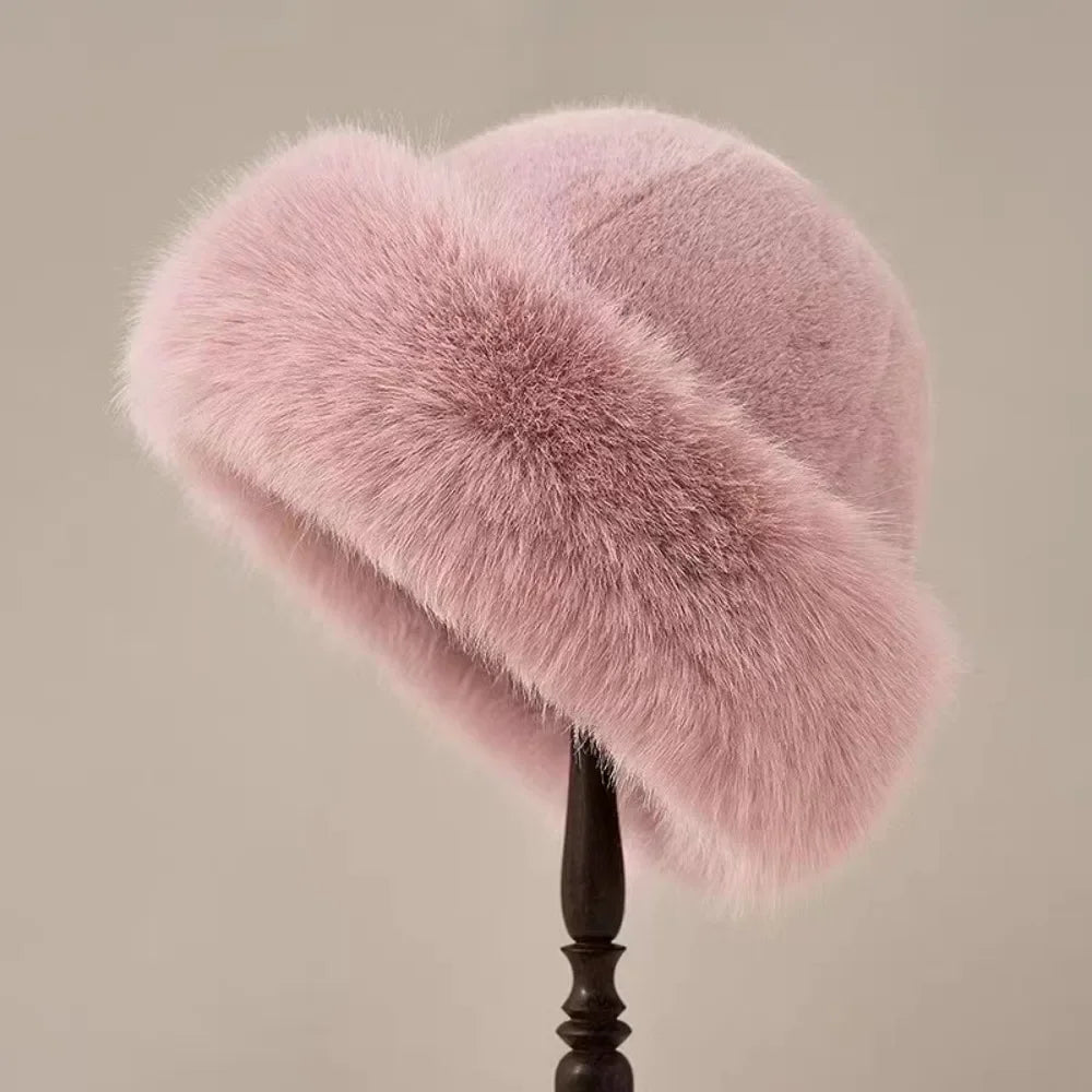 Faux Fur Bucket Hat for Women – Plush Winter Style, 58cm, 5 Colors