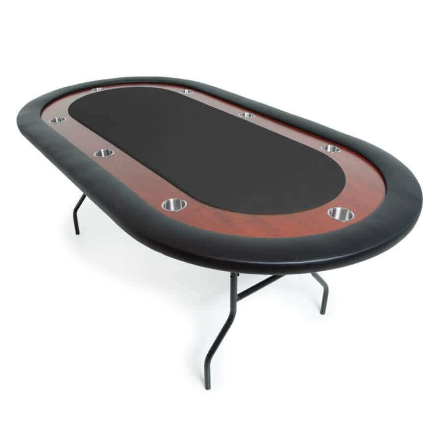 Compact 8-Player Folding Poker Table with Mahogany Racetrack