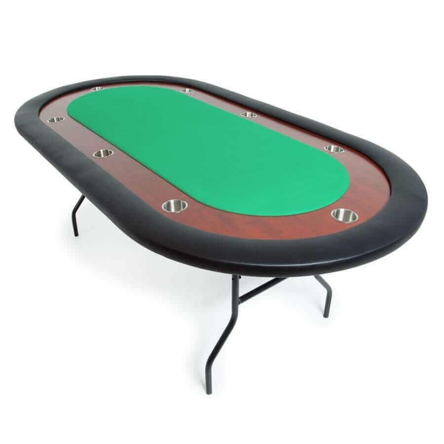 Compact 8-Player Folding Poker Table with Mahogany Racetrack