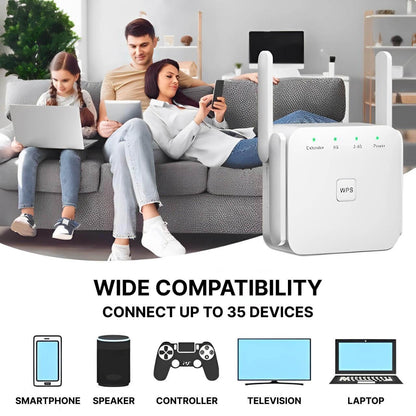 Home Signal Booster with Long-Range Antenna and Multi-User Capability