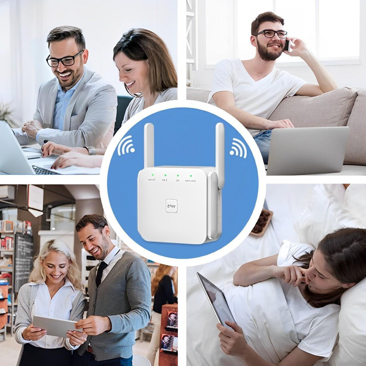Home Signal Booster with Long-Range Antenna and Multi-User Capability