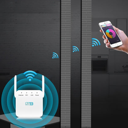 Multi-Device Support WiFi Range Extender with Wall Penetrating Antenna