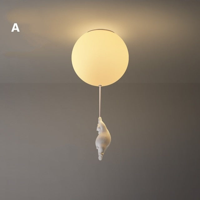 Cheerful Bear Balloon Ceiling Fixture for Children's Spaces