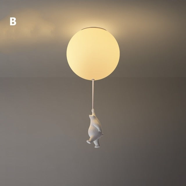 Cheerful Bear Balloon Ceiling Fixture for Children's Spaces