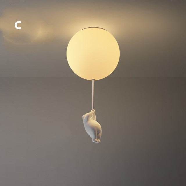 Cheerful Bear Balloon Ceiling Fixture for Children's Spaces