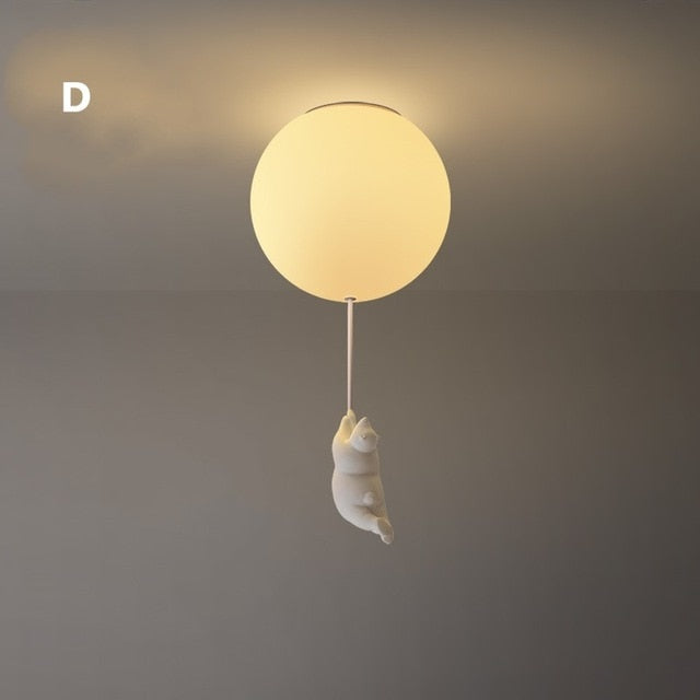 Cheerful Bear Balloon Ceiling Fixture for Children's Spaces