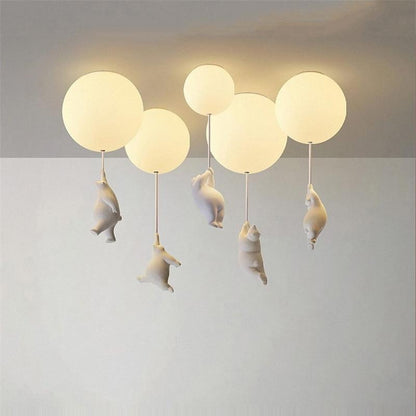 Cheerful Bear Balloon Ceiling Fixture for Children's Spaces