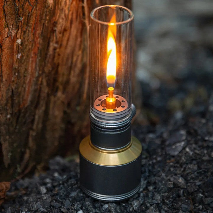 Versatile Camping Lantern with Flame Control and Sturdy Design