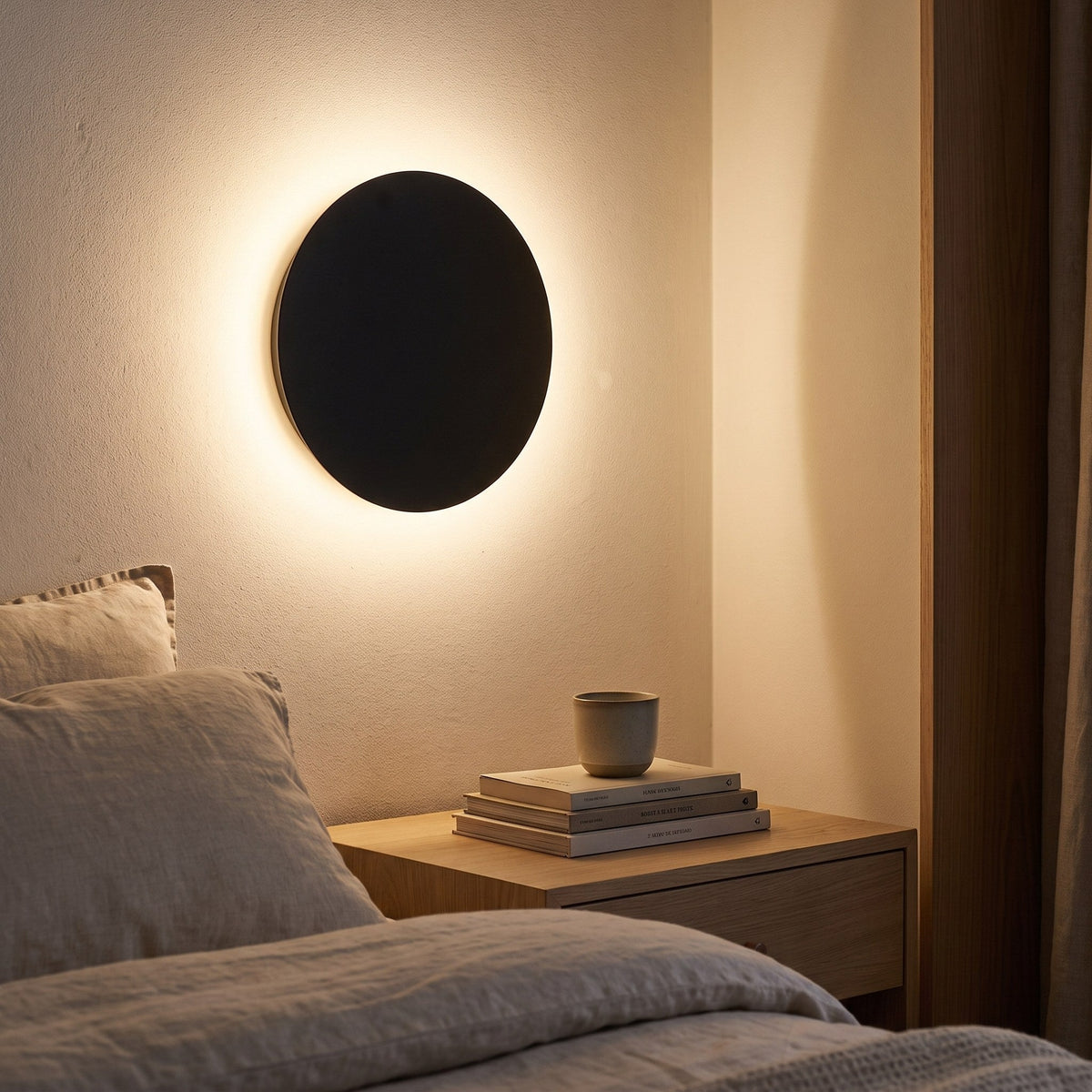 Minimalist Backlit Round LED Wall Fixture