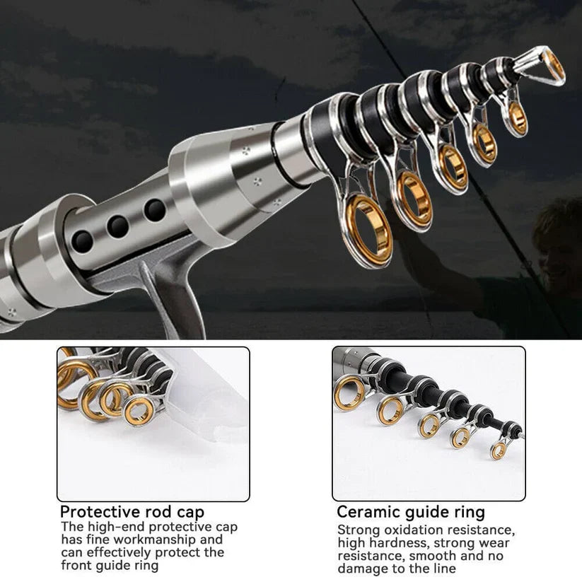 Versatile Fishing Gear Set with Carbon Rod and Reel