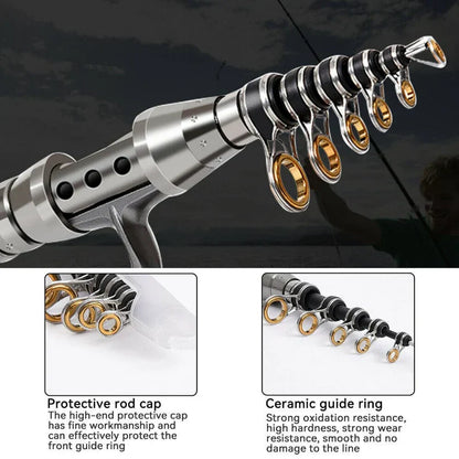 Versatile Fishing Gear Set with Carbon Rod and Reel