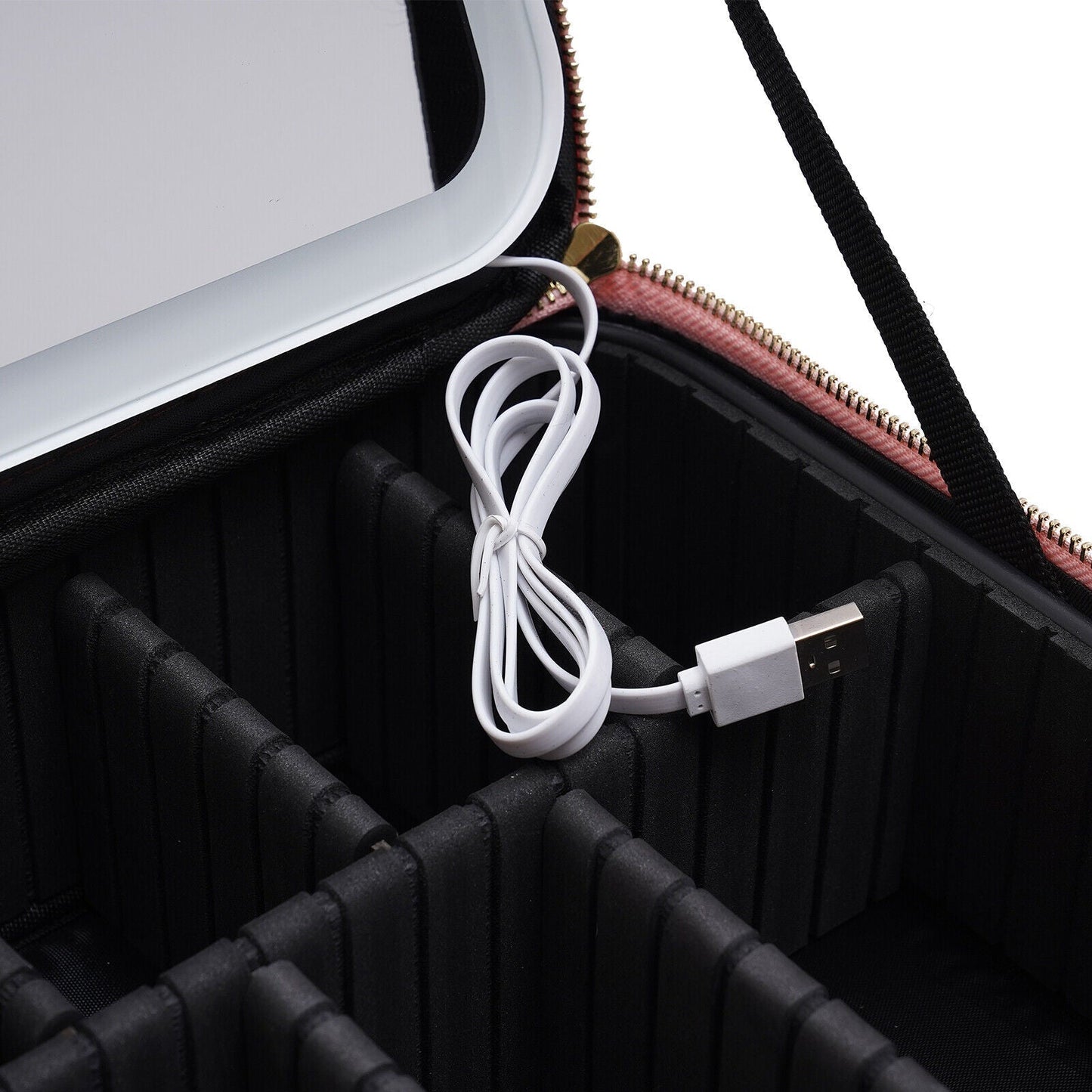 Stylish Makeup Storage Case with Adjustable LED Mirror