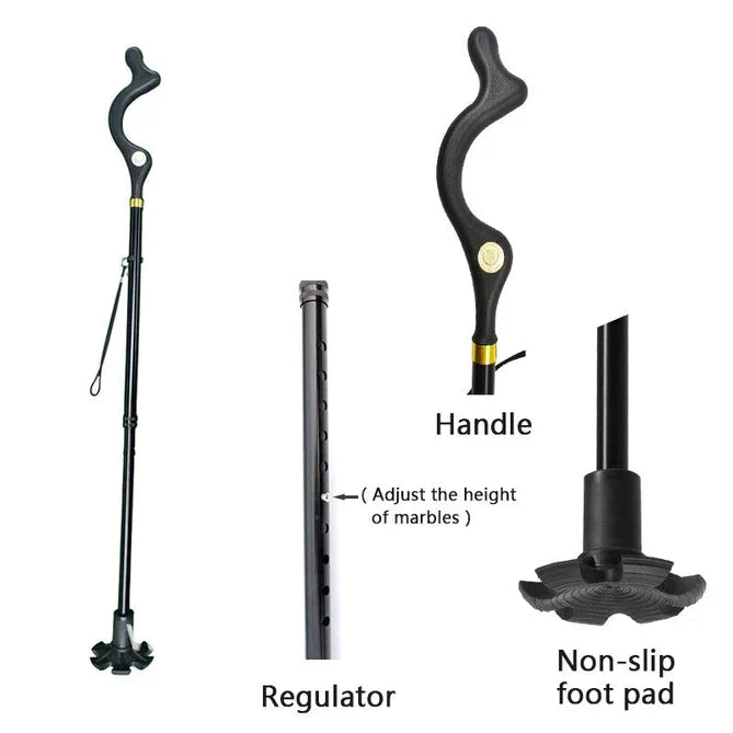 Versatile Support Cane with Comfortable Grip and Multi-Directional Tip