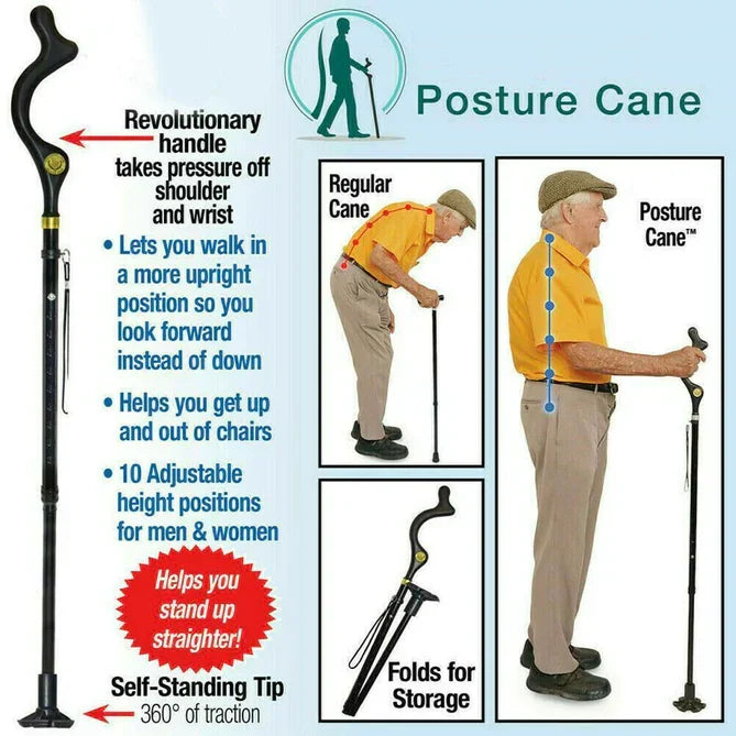 Versatile Support Cane with Comfortable Grip and Multi-Directional Tip