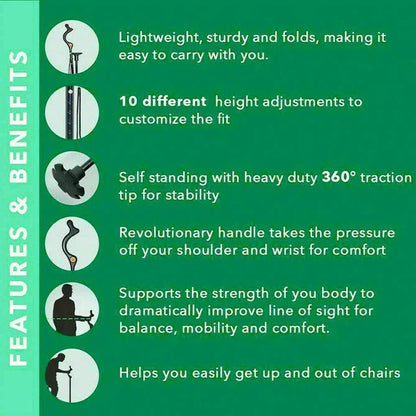 Versatile Support Cane with Comfortable Grip and Multi-Directional Tip