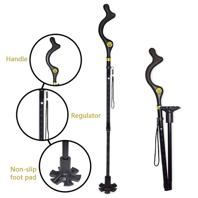 Versatile Support Cane with Comfortable Grip and Multi-Directional Tip