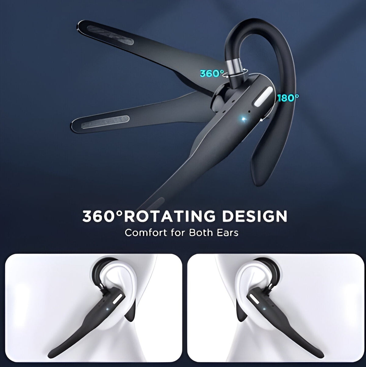 Bluetooth Headset with Dual Microphones for Clear Calls