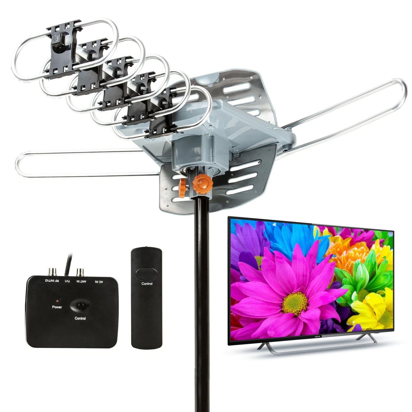 HD Motorized Antenna with 360° Rotation and Remote Control