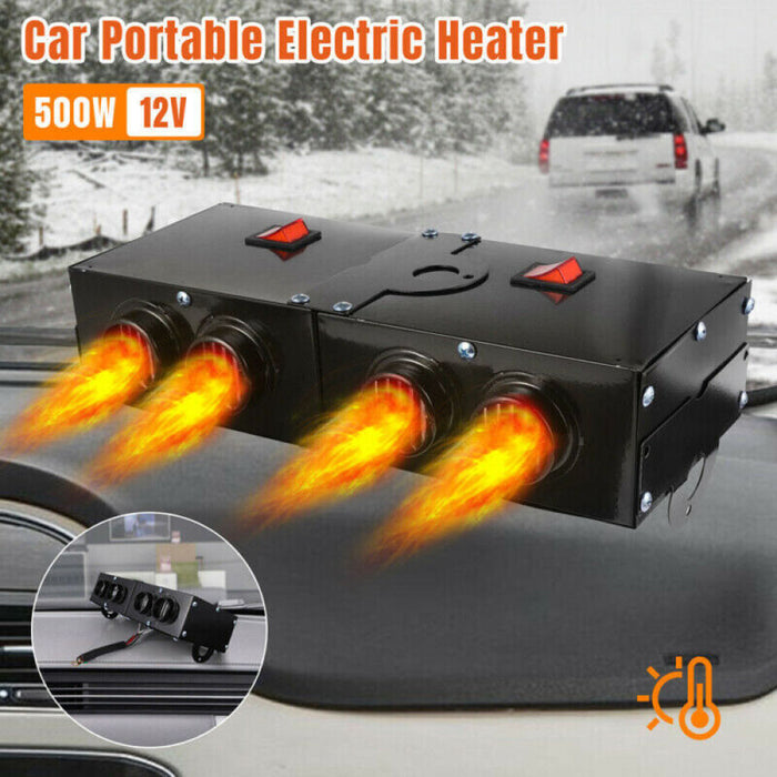500W Portable Car Heater with Dual Switch Control and Four Vents
