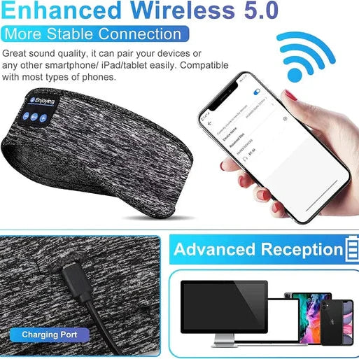 Dual-Function Bluetooth Sleep Headband for Comfort and Calm