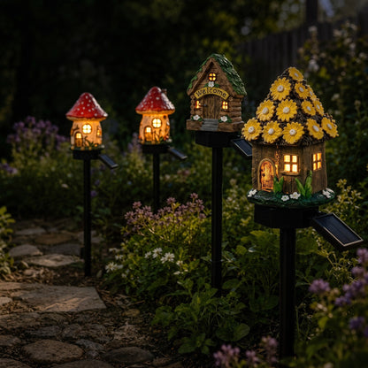 Fairy House Lights for Garden - Solar Powered, Set of 6 Designs