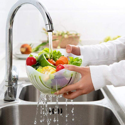 Effortless Salad Slicer with Safety Features and Compact Design