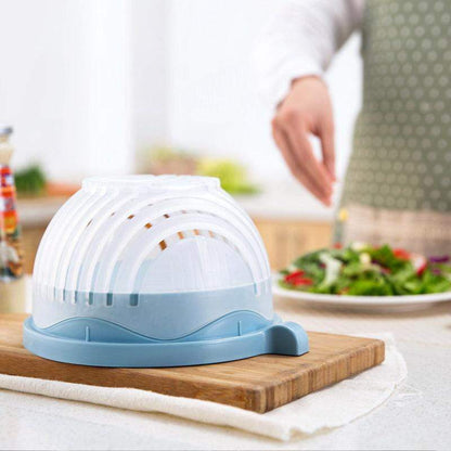 Effortless Salad Slicer with Safety Features and Compact Design