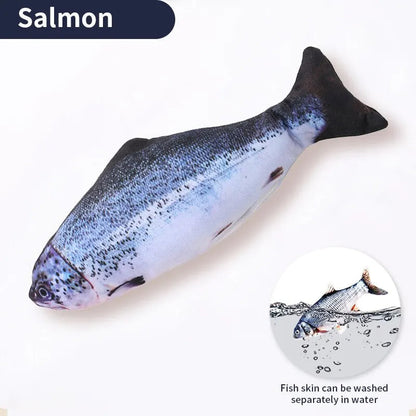 Rechargeable USB Interactive Cat Toy - Plush Kicking Fish in Carp and Salmon