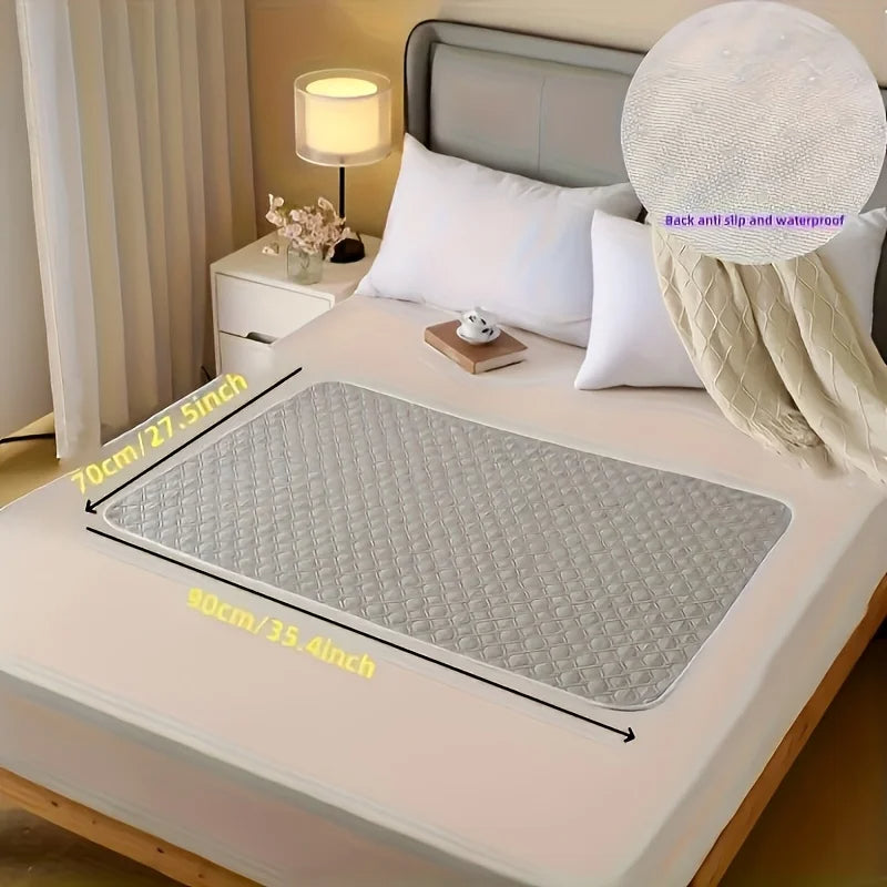 Reusable Waterproof Bed Pad with Non-Slip Backing - 4 Layers, 50x70cm or 70x90cm for Adults, Kids, and Pets