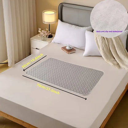 Reusable Waterproof Bed Pad with Non-Slip Backing - 4 Layers, 50x70cm or 70x90cm for Adults, Kids, and Pets