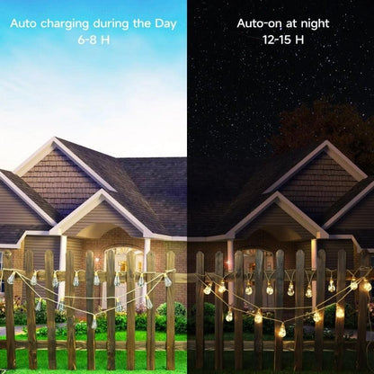 Outdoor Solar String Lights with Hemp Rope – 8 Lighting Modes, IP65