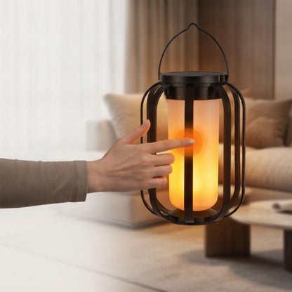 LED Lantern with Solar-Powered Flickering Flame Effect