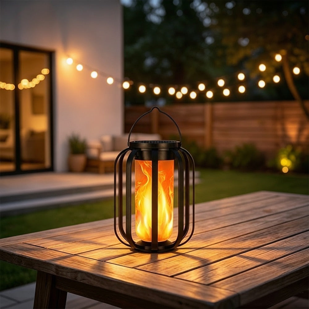 LED Lantern with Solar-Powered Flickering Flame Effect