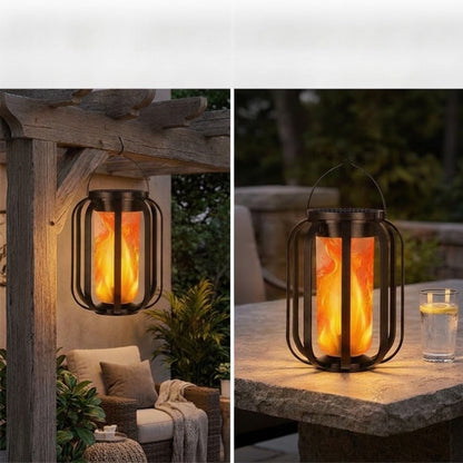 LED Lantern with Solar-Powered Flickering Flame Effect